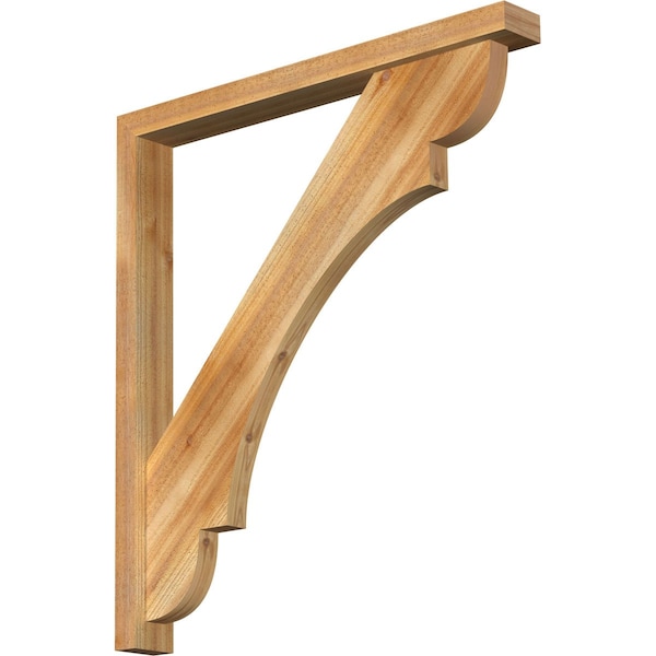 Ekena Millwork Olympic Block Rough Sawn Bracket w/ Offset Brace, Western Red Cedar, 4"W x 36"D x 40"H BKT0402X36X40OLY05RWR - main